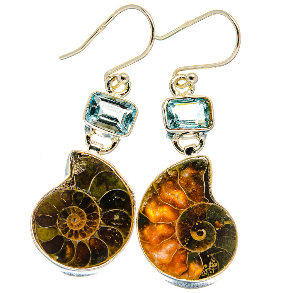 Ammonite Fossil Earrings handcrafted by Anasilvercos - EARR424839 - Photo 2