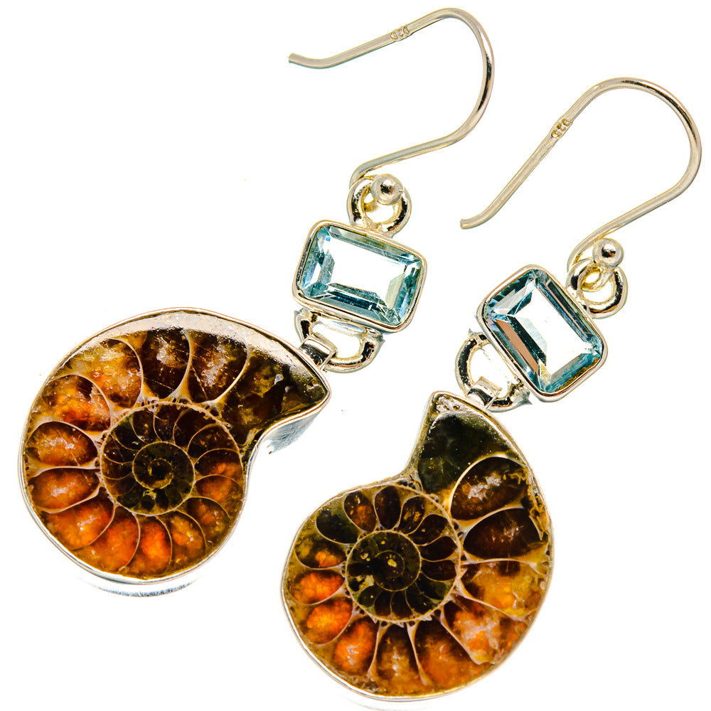 Ammonite Fossil Earrings handcrafted by Anasilvercos - EARR424856 - Photo 2