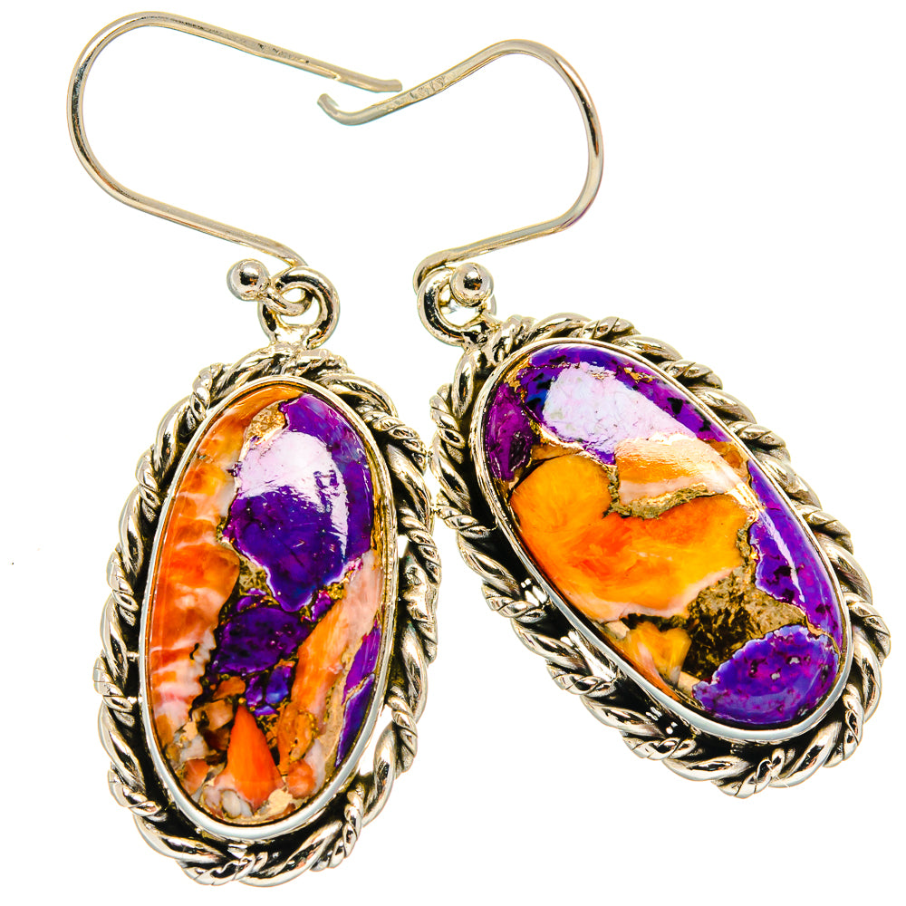 Spiny Oyster Turquoise Earrings handcrafted by Anasilvercos - EARR424867