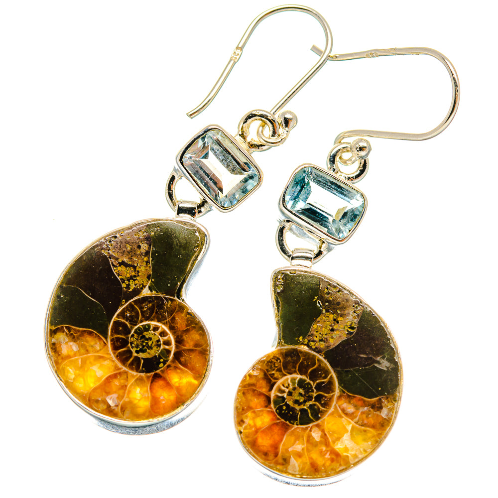 Ammonite Fossil Earrings handcrafted by Anasilvercos - EARR424898 - Photo 2