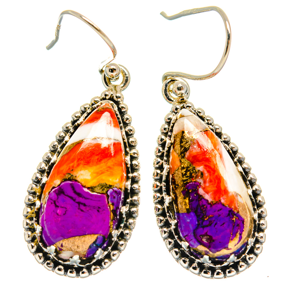 Spiny Oyster Turquoise Earrings handcrafted by Anasilvercos - EARR424908