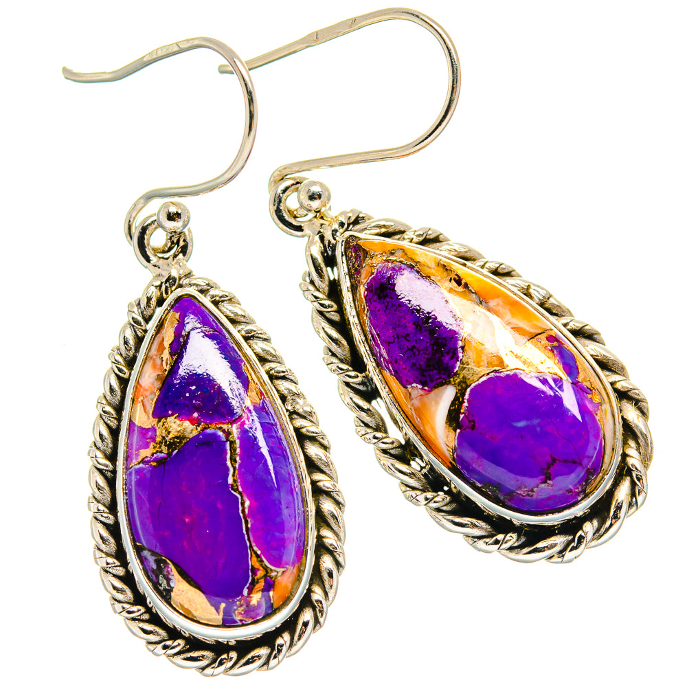 Purple Copper Composite Turquoise Earrings handcrafted by Anasilvercos - EARR424925