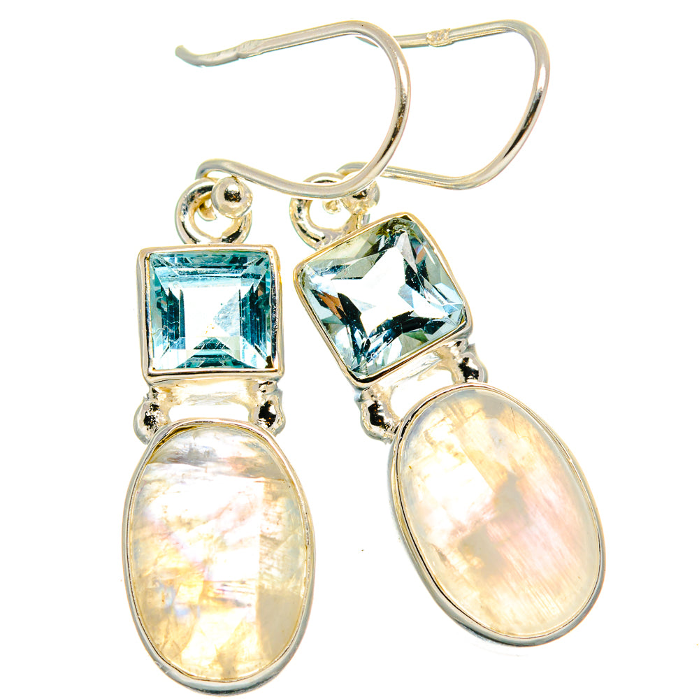 Rainbow Moonstone Earrings handcrafted by Anasilvercos - EARR424933