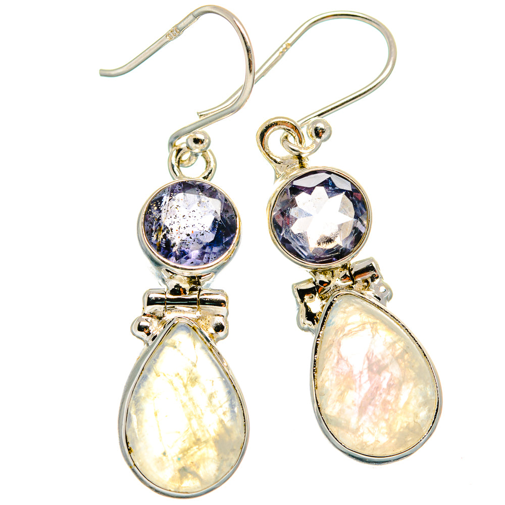 Rainbow Moonstone Earrings handcrafted by Anasilvercos - EARR424958 - Photo 2