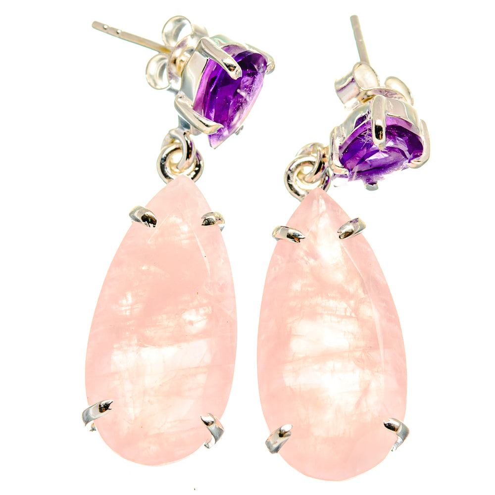 Rose Quartz Earrings handcrafted by Anasilvercos - EARR424960