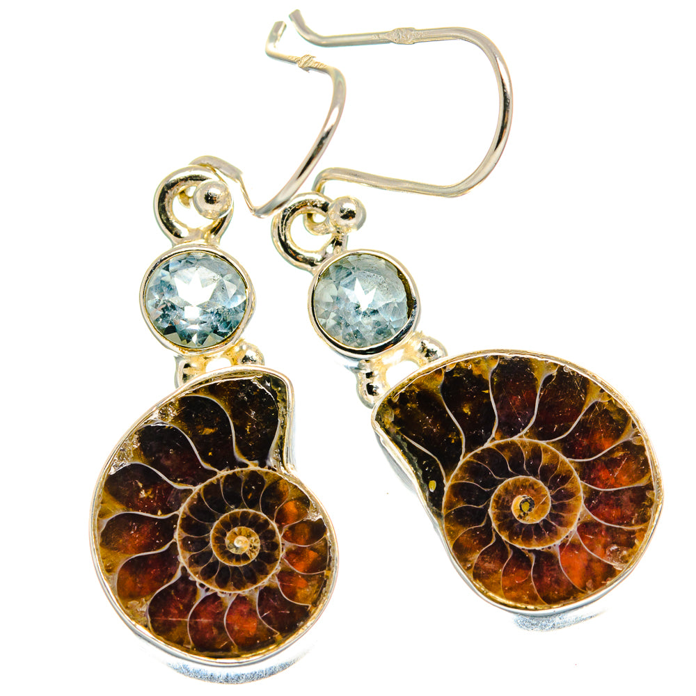 Ammonite Fossil Earrings handcrafted by Anasilvercos - EARR424963 - Photo 2