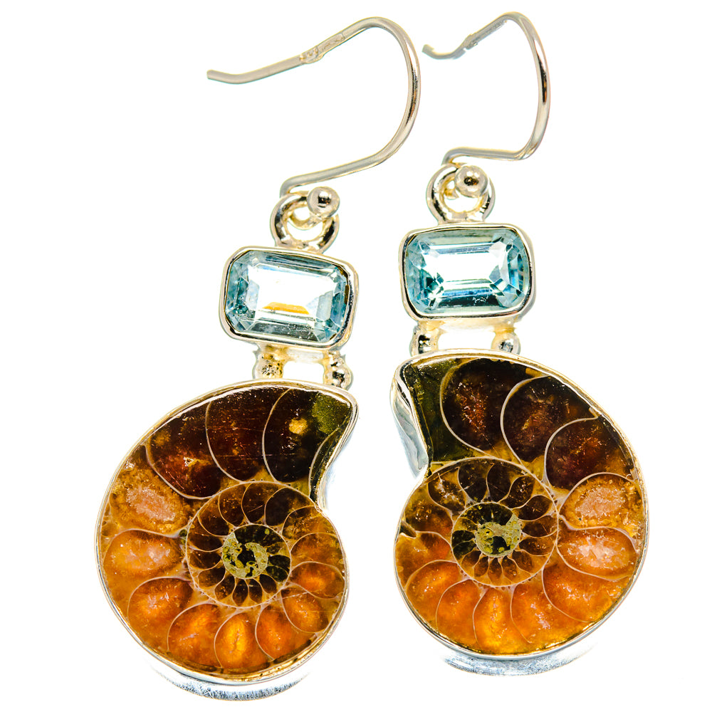 Ammonite Fossil Earrings handcrafted by Anasilvercos - EARR424967 - Photo 2