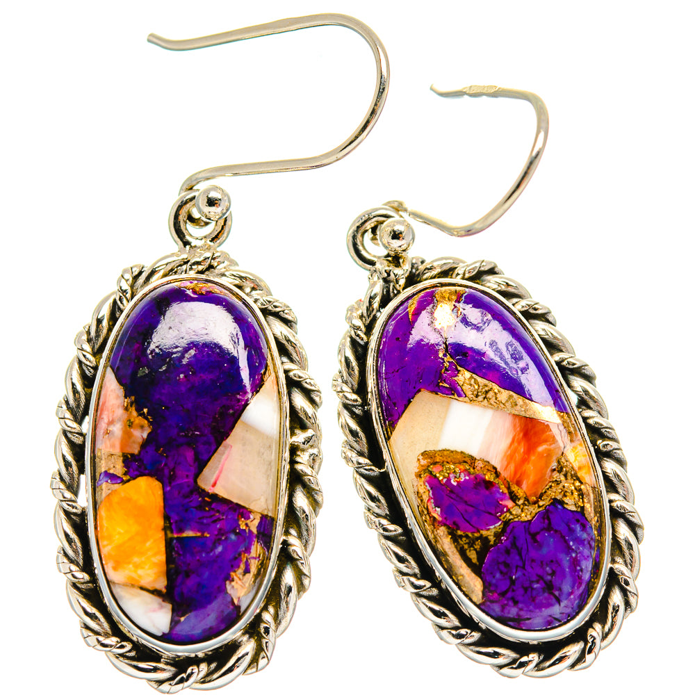 Spiny Oyster Turquoise Earrings handcrafted by Anasilvercos - EARR424993 - Photo 2