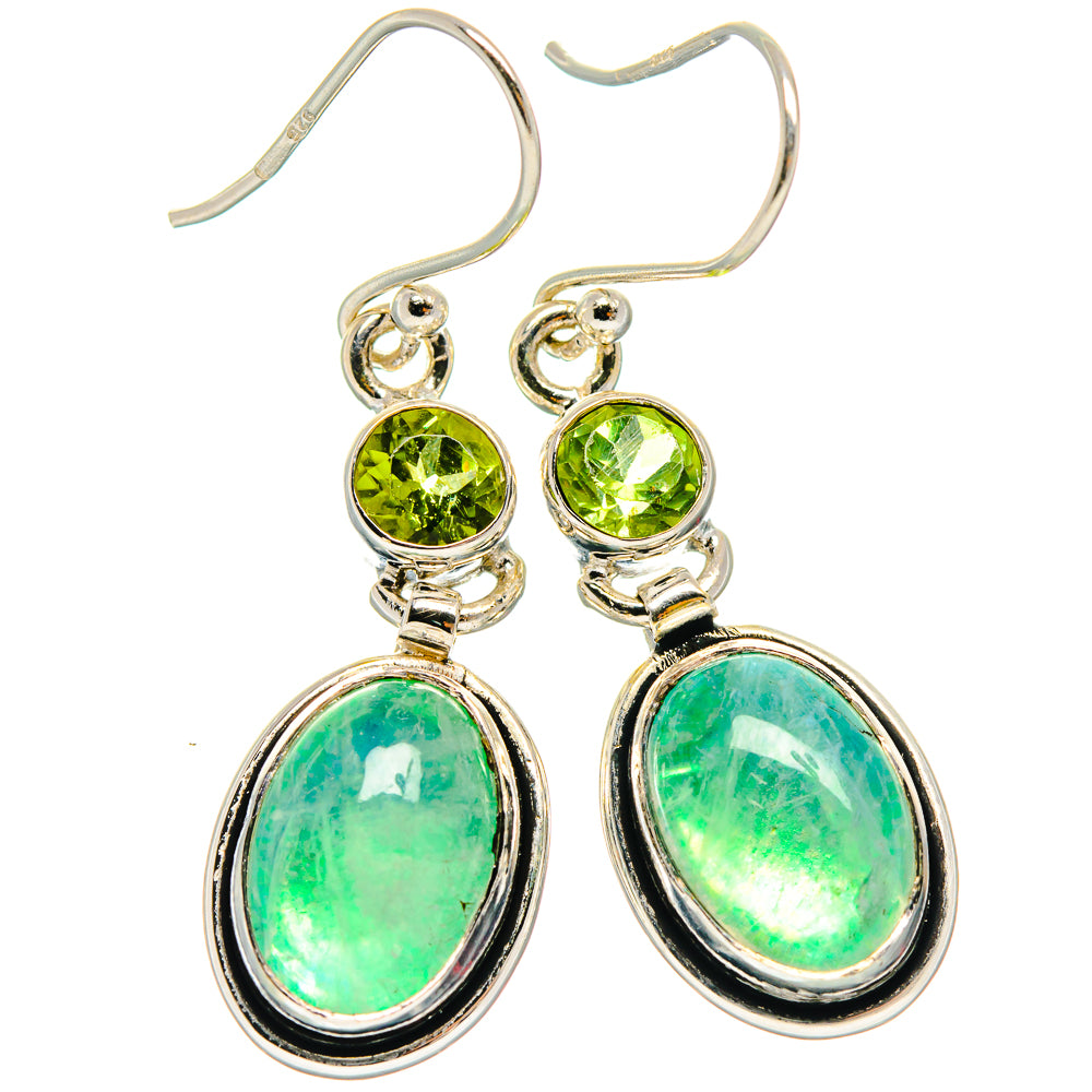 Green Moonstone Earrings handcrafted by Anasilvercos - EARR425001 - Photo 2
