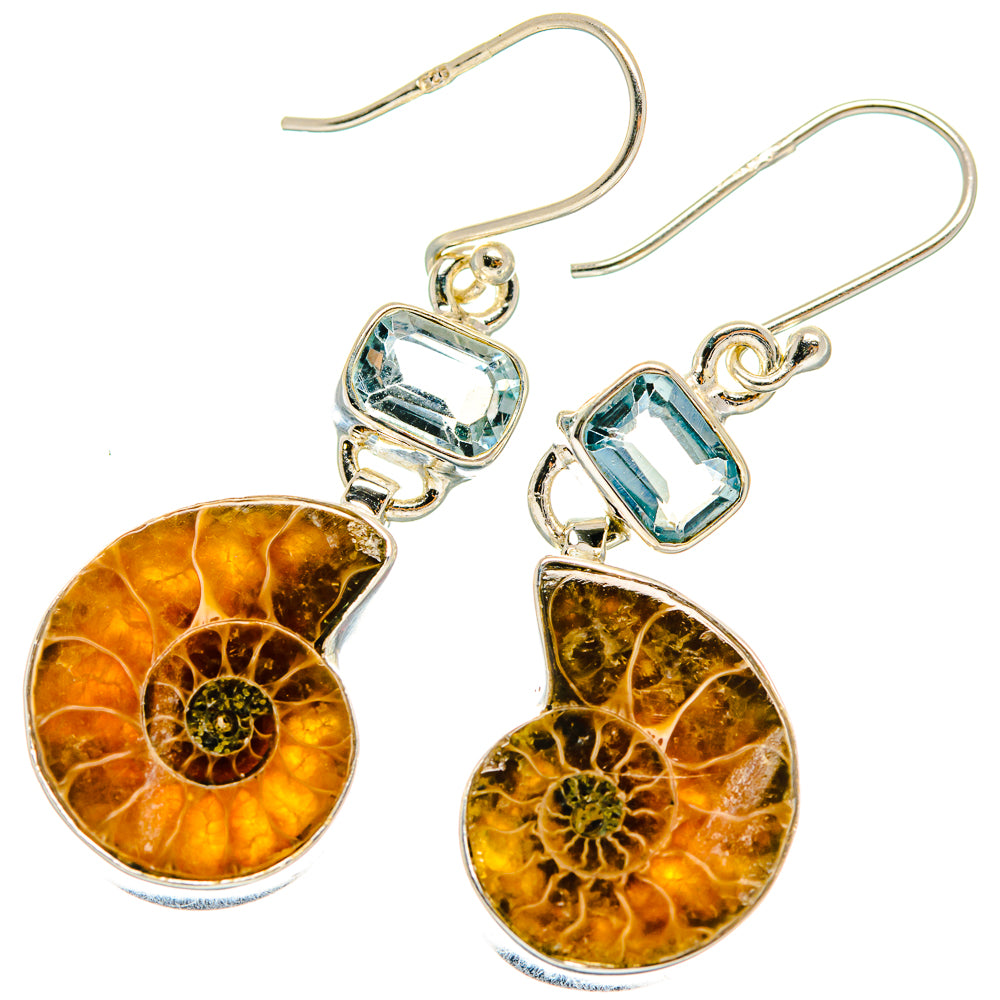 Ammonite Fossil Earrings handcrafted by Anasilvercos - EARR425018