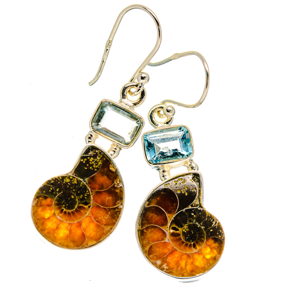 Ammonite Fossil Earrings handcrafted by Anasilvercos - EARR425038 - Photo 2