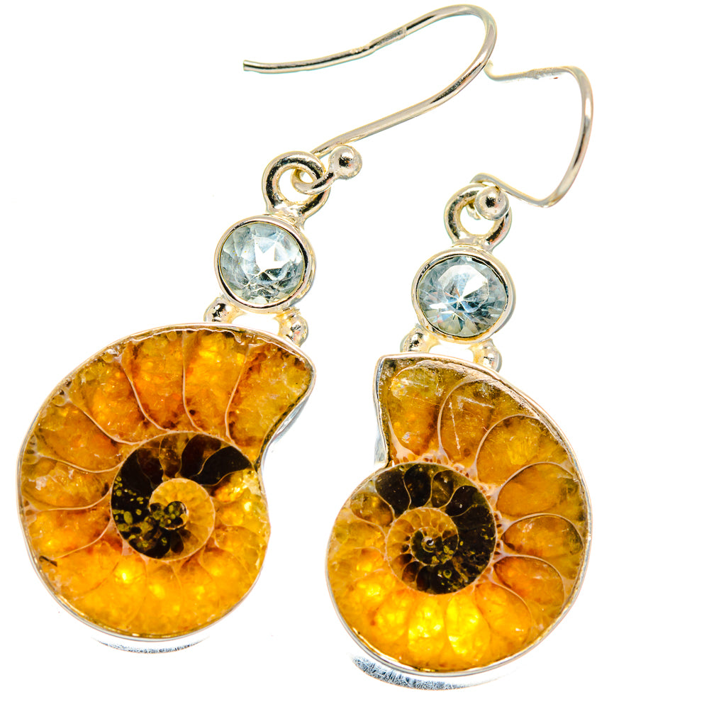 Ammonite Fossil Earrings handcrafted by Anasilvercos - EARR425056 - Photo 2