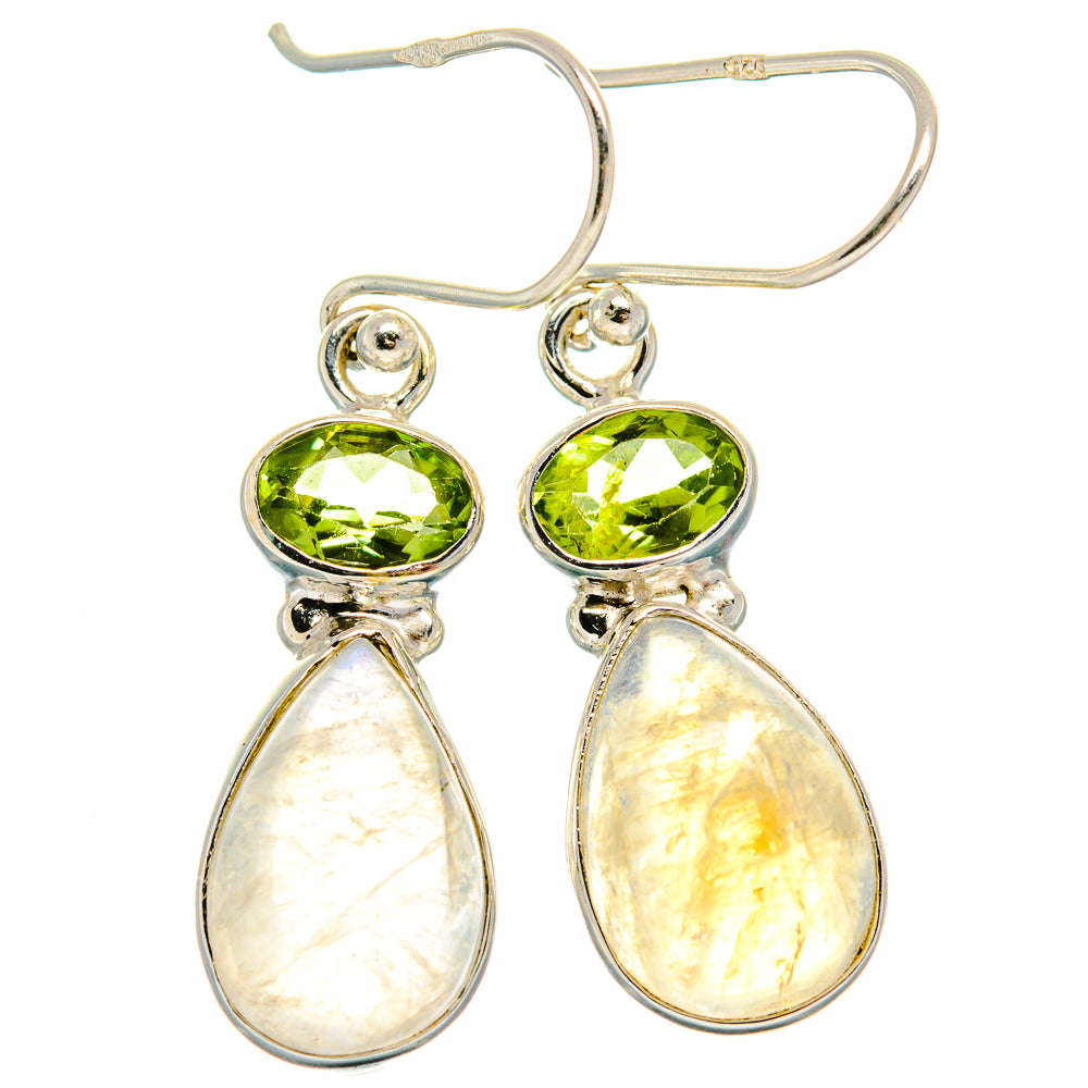Rainbow Moonstone Earrings handcrafted by Anasilvercos - EARR425067 - Photo 2