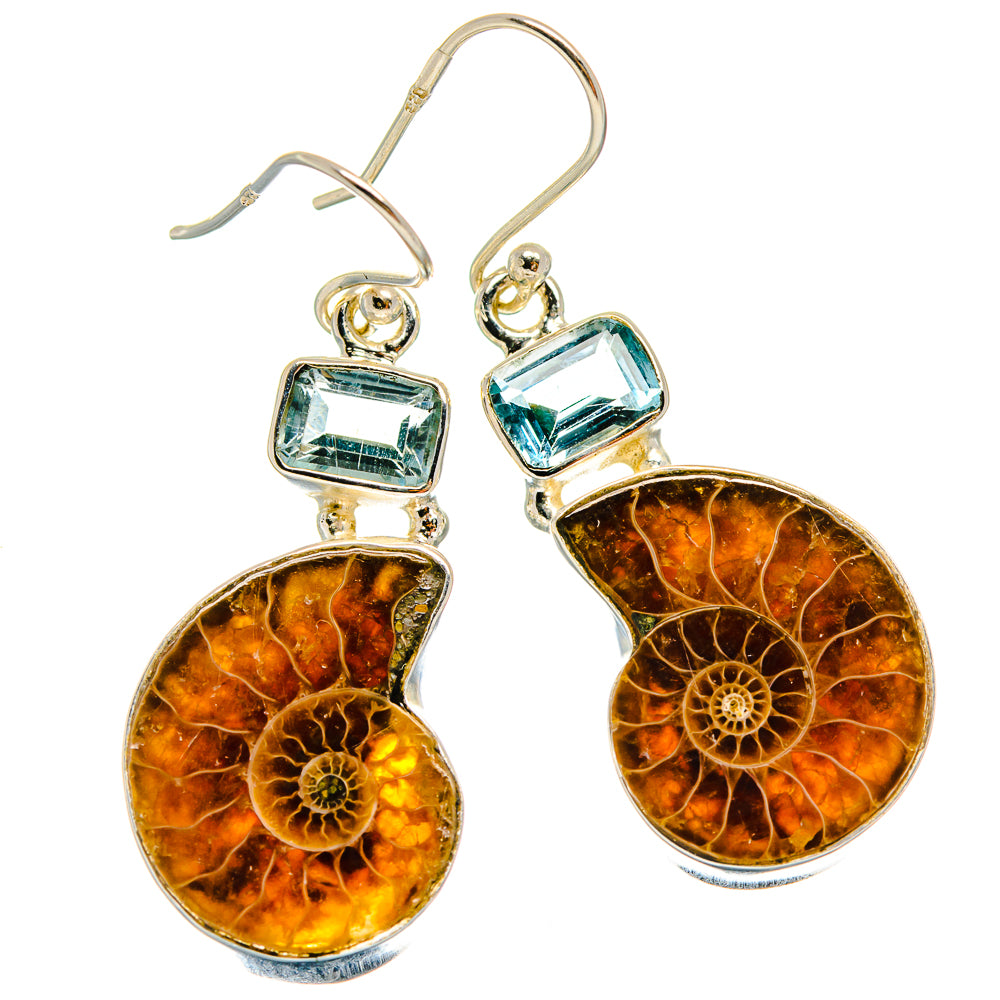 Ammonite Fossil Earrings handcrafted by Anasilvercos - EARR425095 - Photo 2