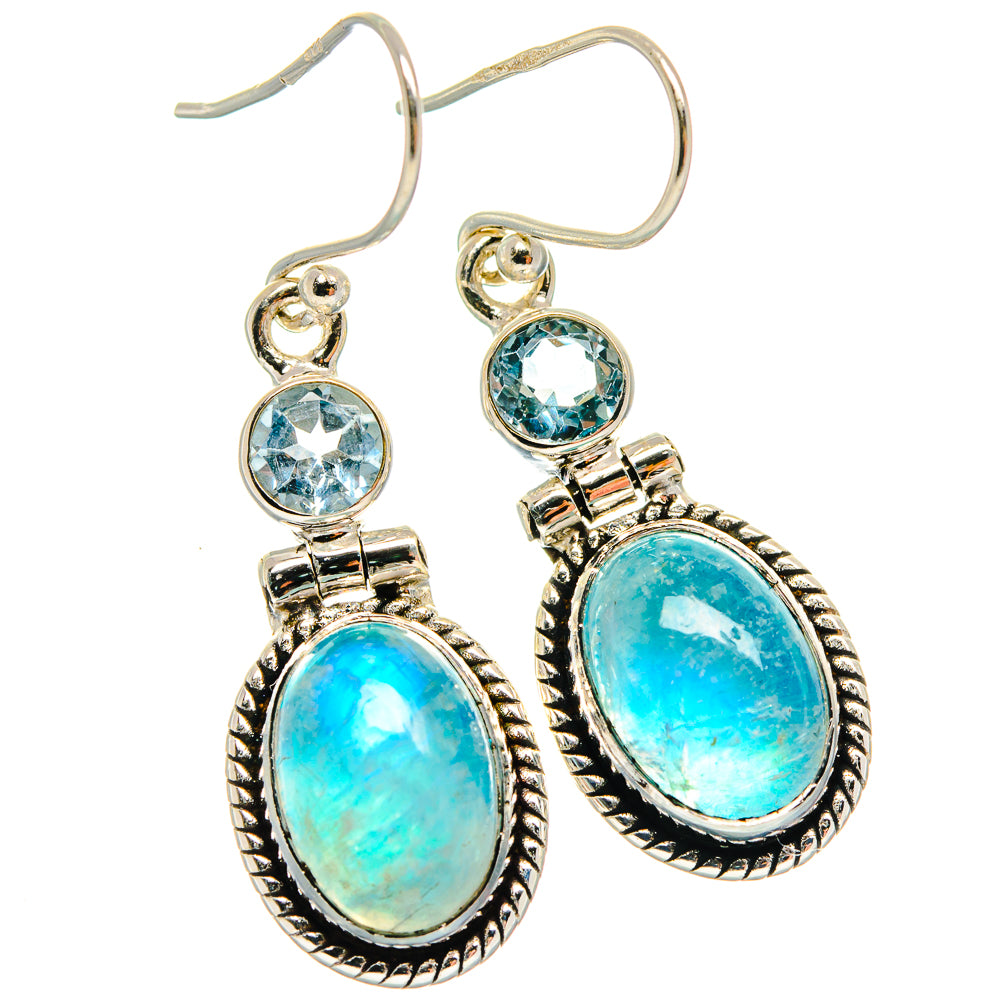 Rainbow Moonstone Earrings handcrafted by Anasilvercos - EARR425097 - Photo 2
