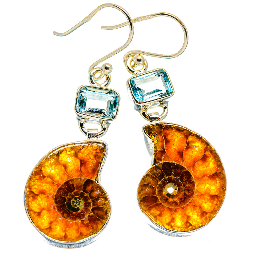 Ammonite Fossil Earrings handcrafted by Anasilvercos - EARR425109 - Photo 2