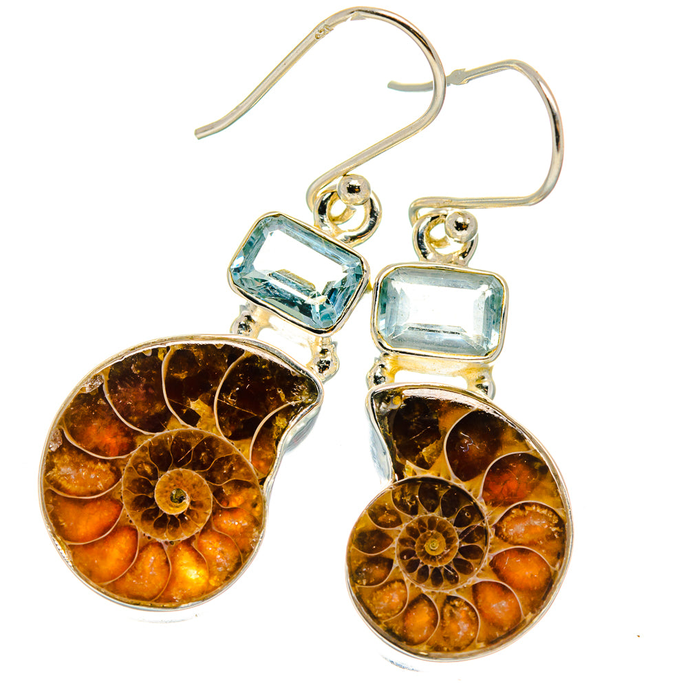 Ammonite Fossil Earrings handcrafted by Anasilvercos - EARR425114 - Photo 2