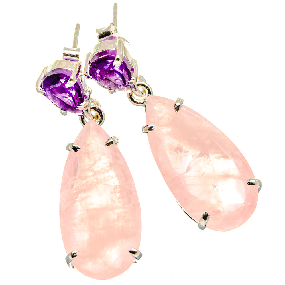 Rose Quartz Earrings handcrafted by Anasilvercos - EARR425121 - Photo 2