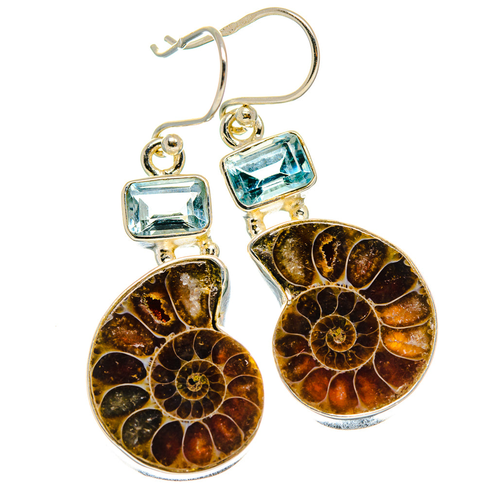 Ammonite Fossil Earrings handcrafted by Anasilvercos - EARR425142 - Photo 2
