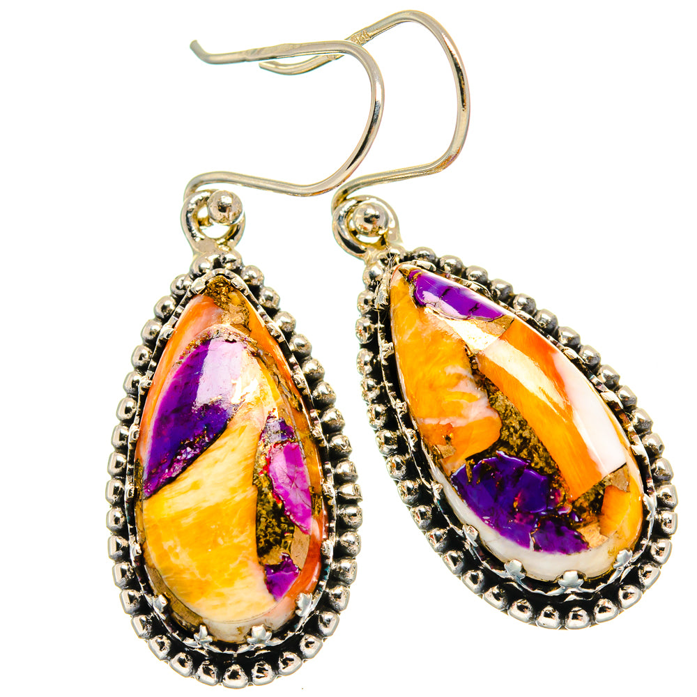 Spiny Oyster Turquoise Earrings handcrafted by Anasilvercos - EARR425171 - Photo 2