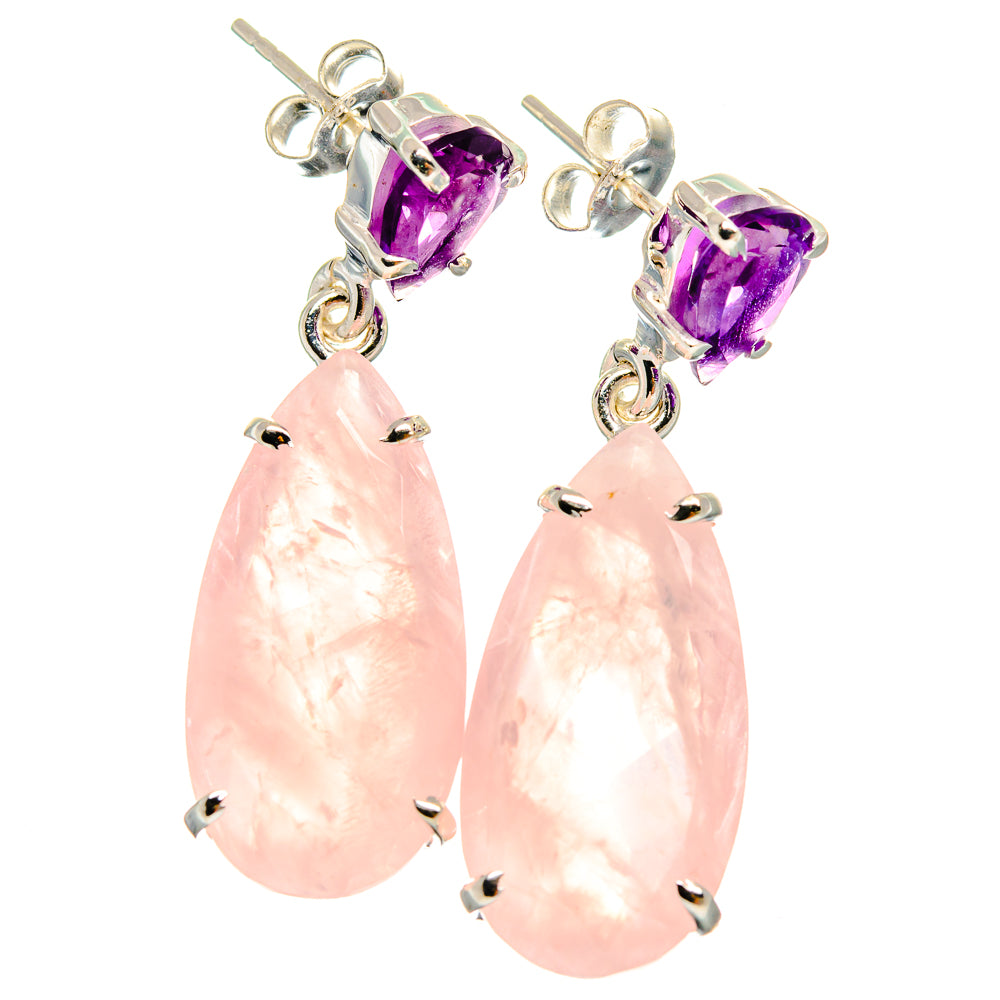 Rose Quartz Earrings handcrafted by Anasilvercos - EARR425187 - Photo 2