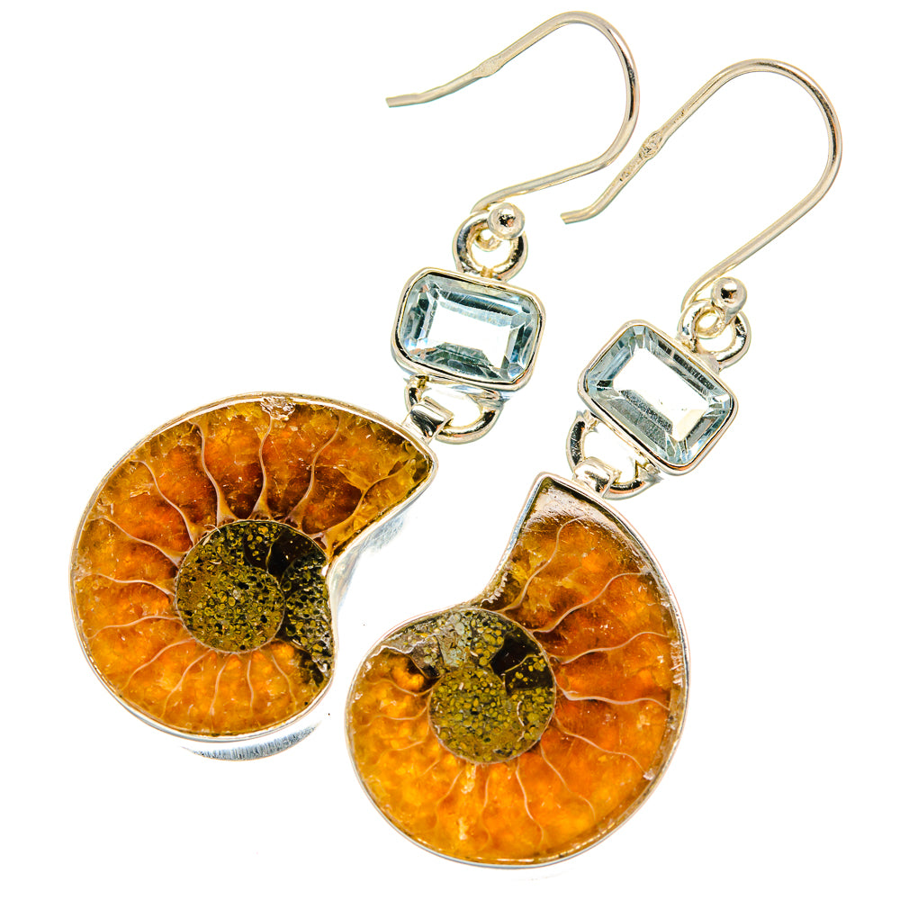 Ammonite Fossil Earrings handcrafted by Anasilvercos - EARR425190 - Photo 2
