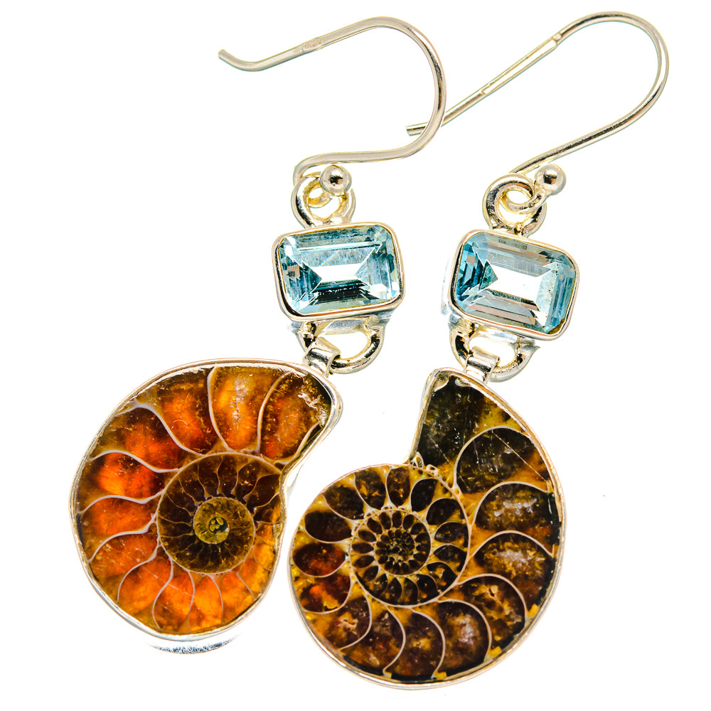 Ammonite Fossil Earrings handcrafted by Anasilvercos - EARR425201 - Photo 2