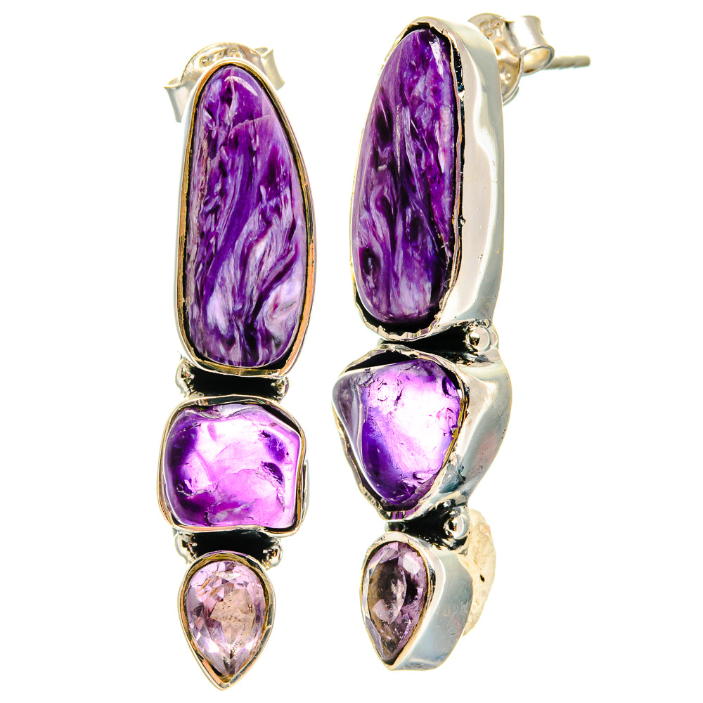 Charoite Earrings handcrafted by Anasilvercos - EARR425245 - Photo 2