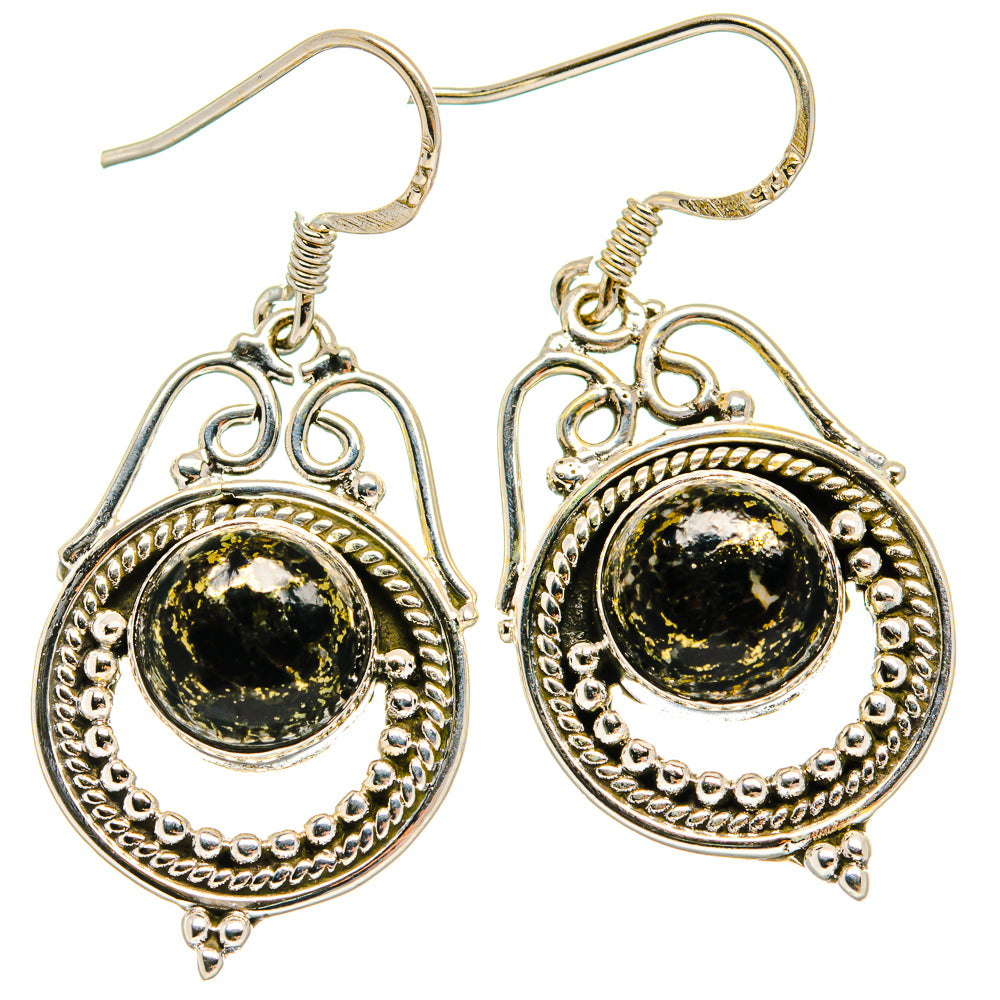 Pyrite In Black Onyx Earrings handcrafted by Anasilvercos - EARR425252 - Photo 2