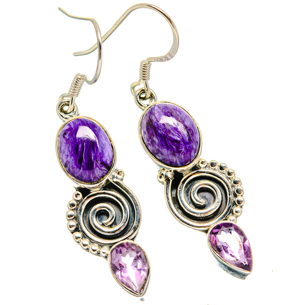 Charoite Earrings handcrafted by Anasilvercos - EARR425264 - Photo 2