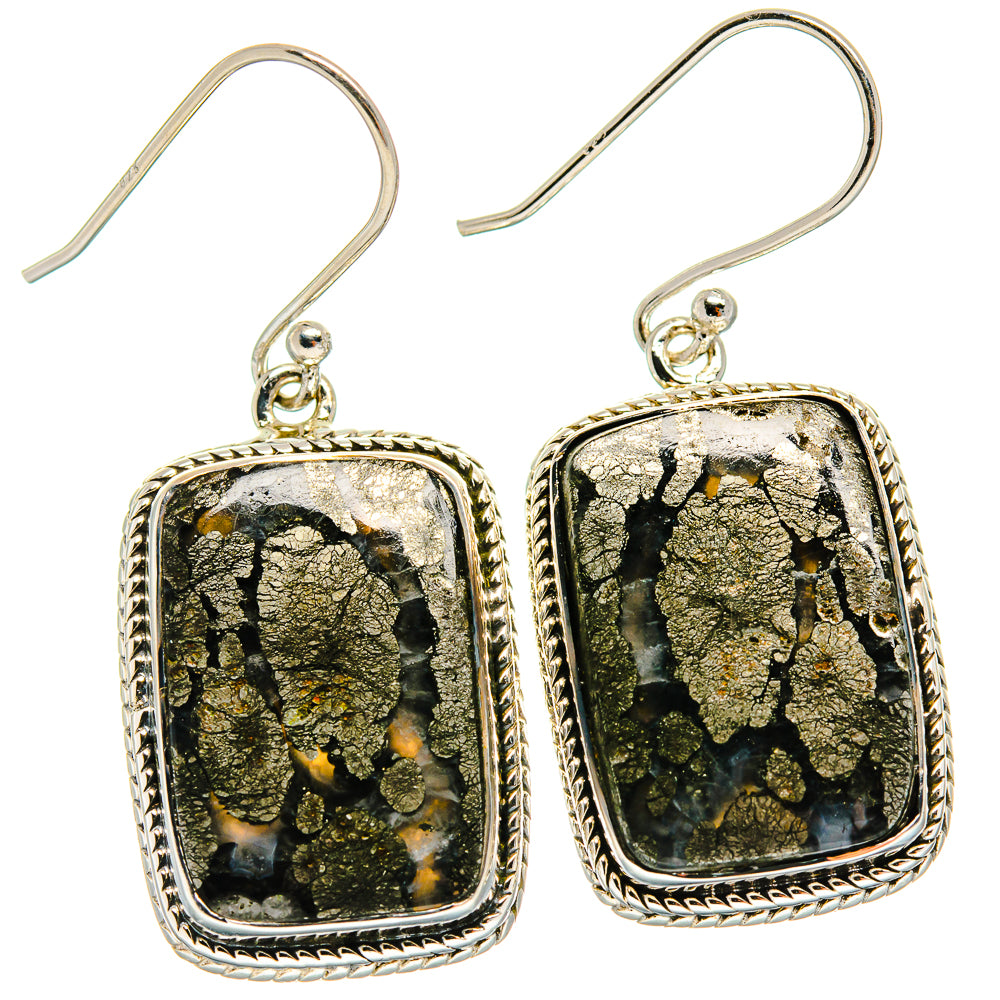 Pyrite Agate Earrings handcrafted by Anasilvercos - EARR425266 - Photo 2