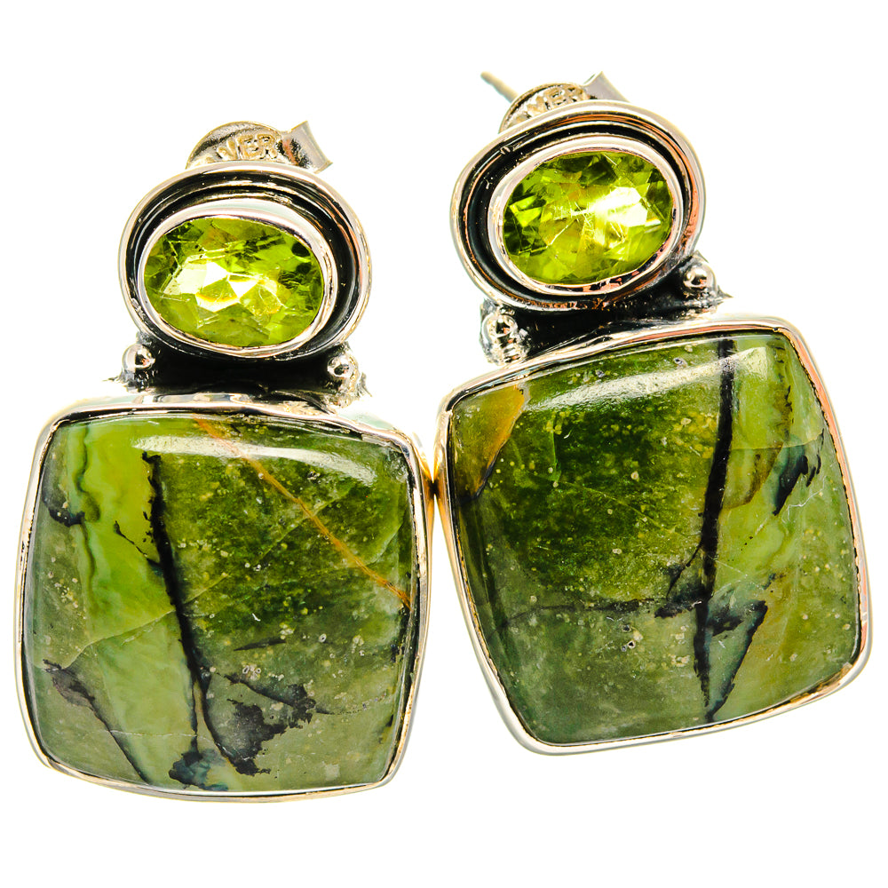 Serpentine Stone Earrings handcrafted by Anasilvercos - EARR425277 - Photo 2