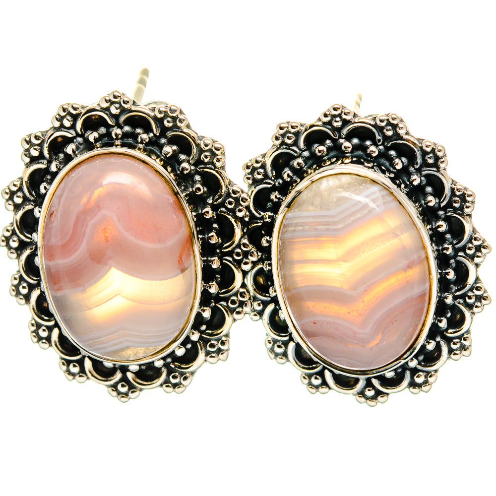 Botswana Agate Earrings handcrafted by Anasilvercos - EARR425279 - Photo 2