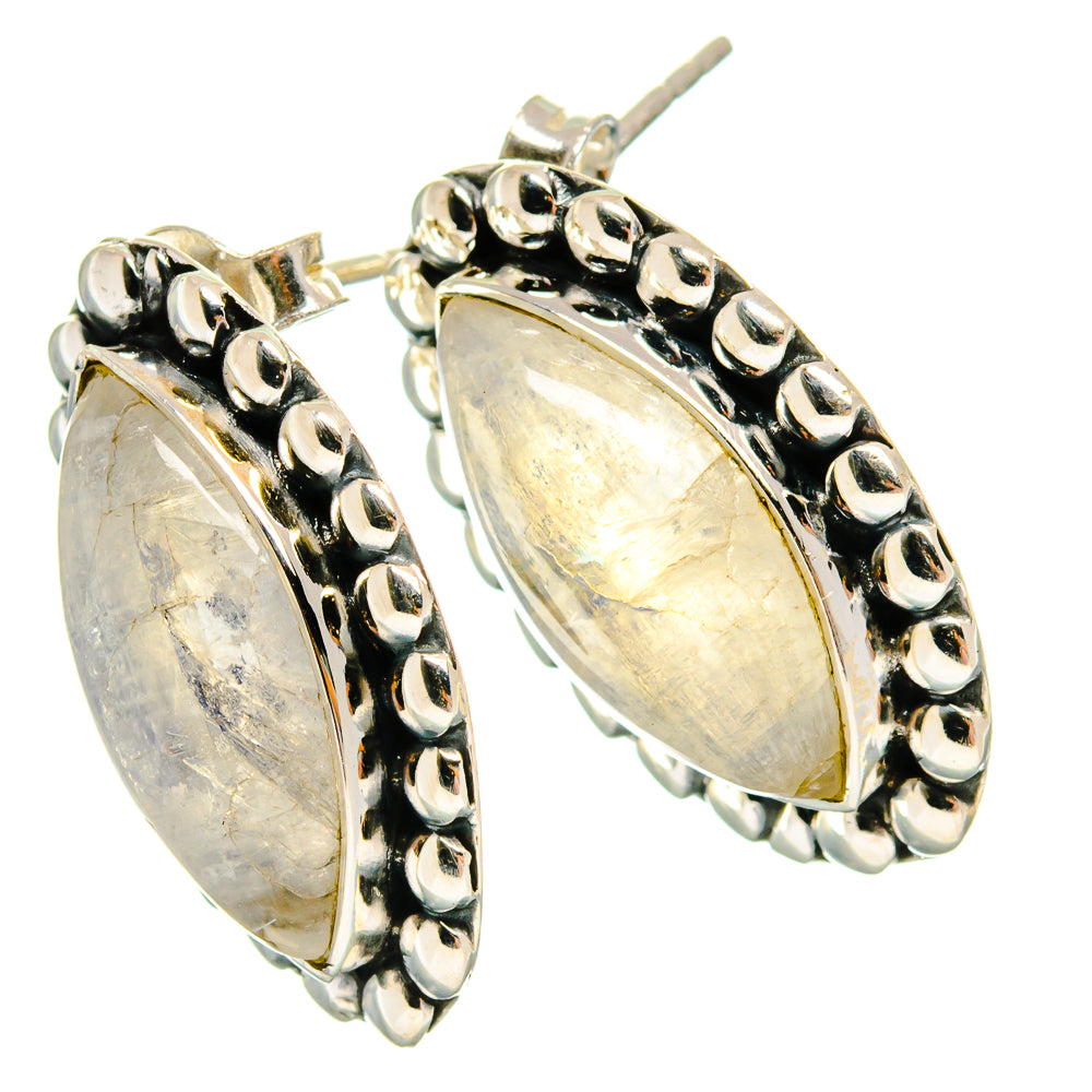 Rainbow Moonstone Earrings handcrafted by Anasilvercos - EARR425281 - Photo 2