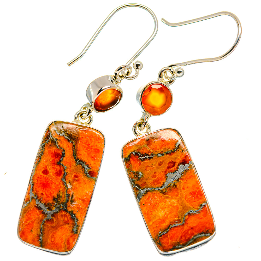 Orange Copper Composite Turquoise Earrings handcrafted by Anasilvercos - EARR425282 - Photo 2