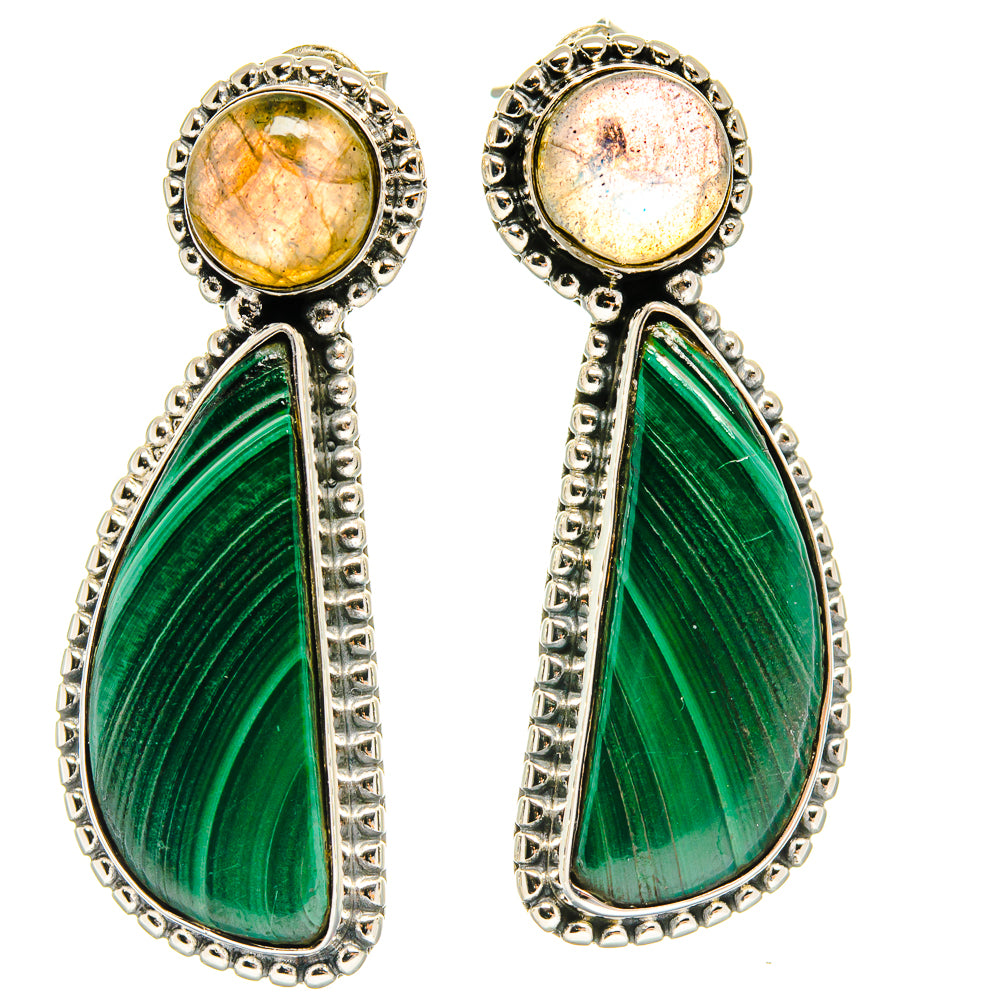 Malachite Earrings handcrafted by Anasilvercos - EARR425297 - Photo 2