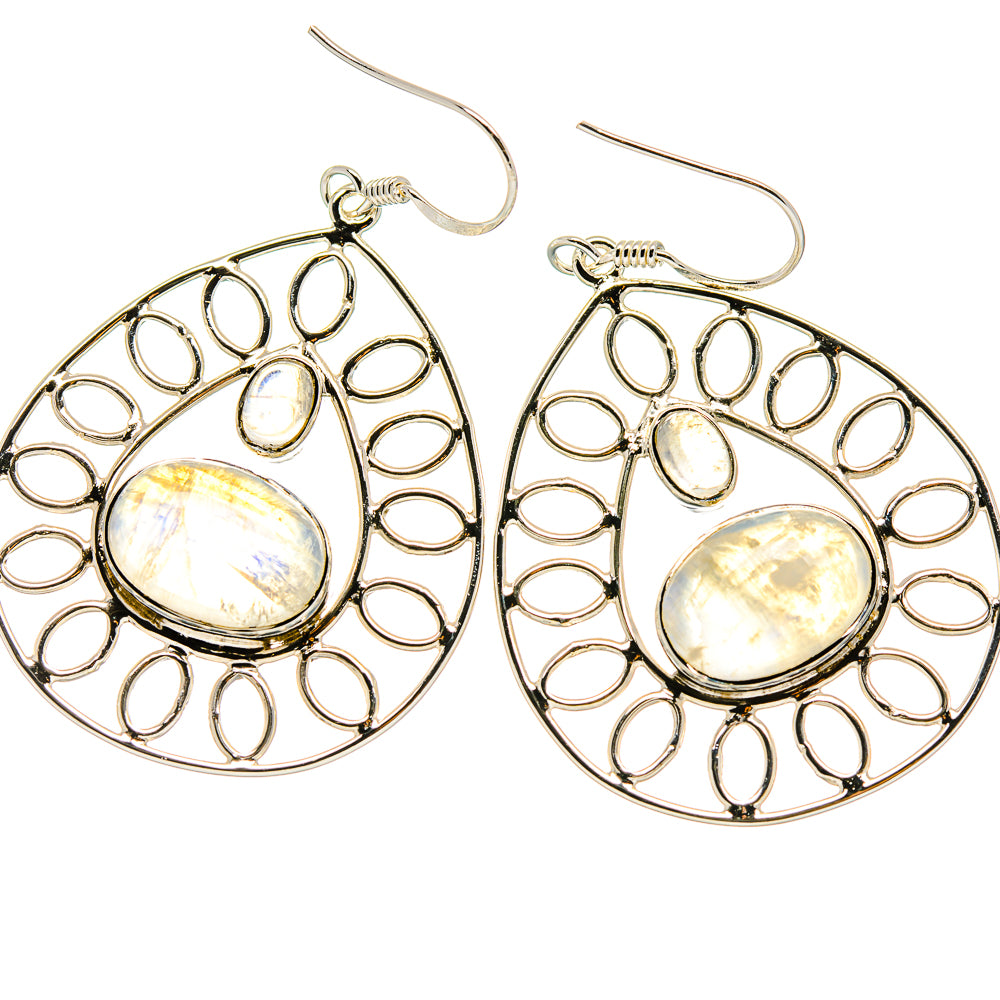 Rainbow Moonstone Earrings handcrafted by Anasilvercos - EARR425314 - Photo 2