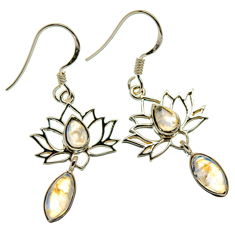 Rainbow Moonstone Earrings handcrafted by Anasilvercos - EARR425326 - Photo 2
