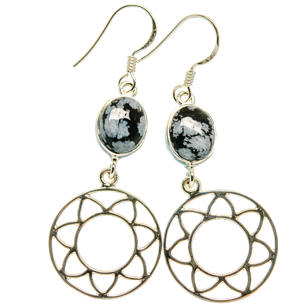 Snowflake Obsidian Earrings handcrafted by Anasilvercos - EARR425339 - Photo 2