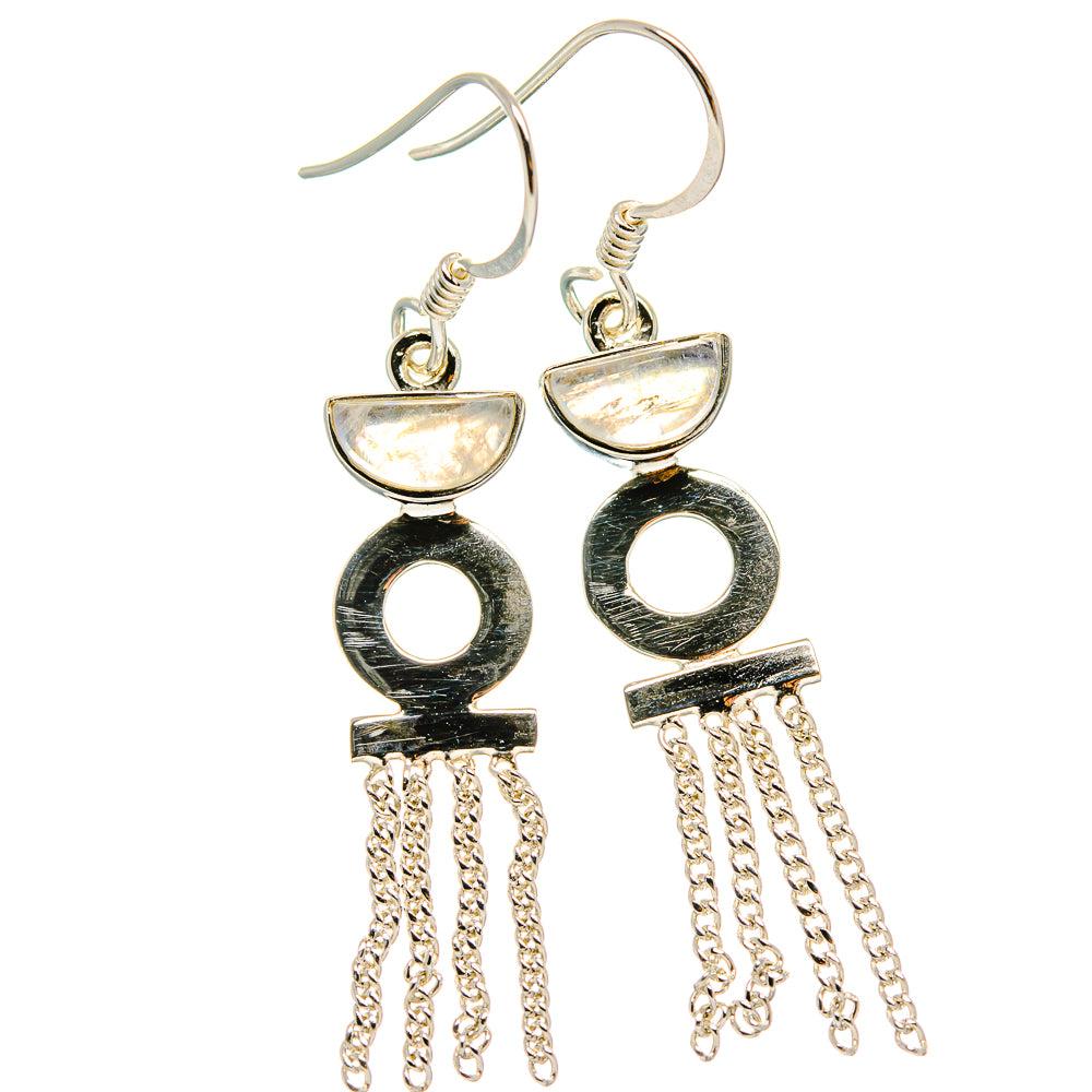 Rainbow Moonstone Earrings handcrafted by Anasilvercos - EARR425350 - Photo 2