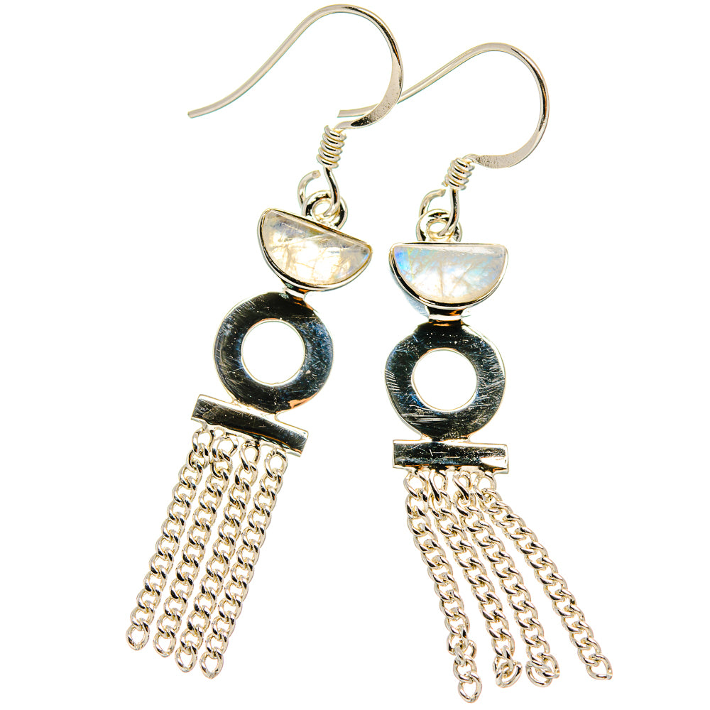 Rainbow Moonstone Earrings handcrafted by Anasilvercos - EARR425352 - Photo 2