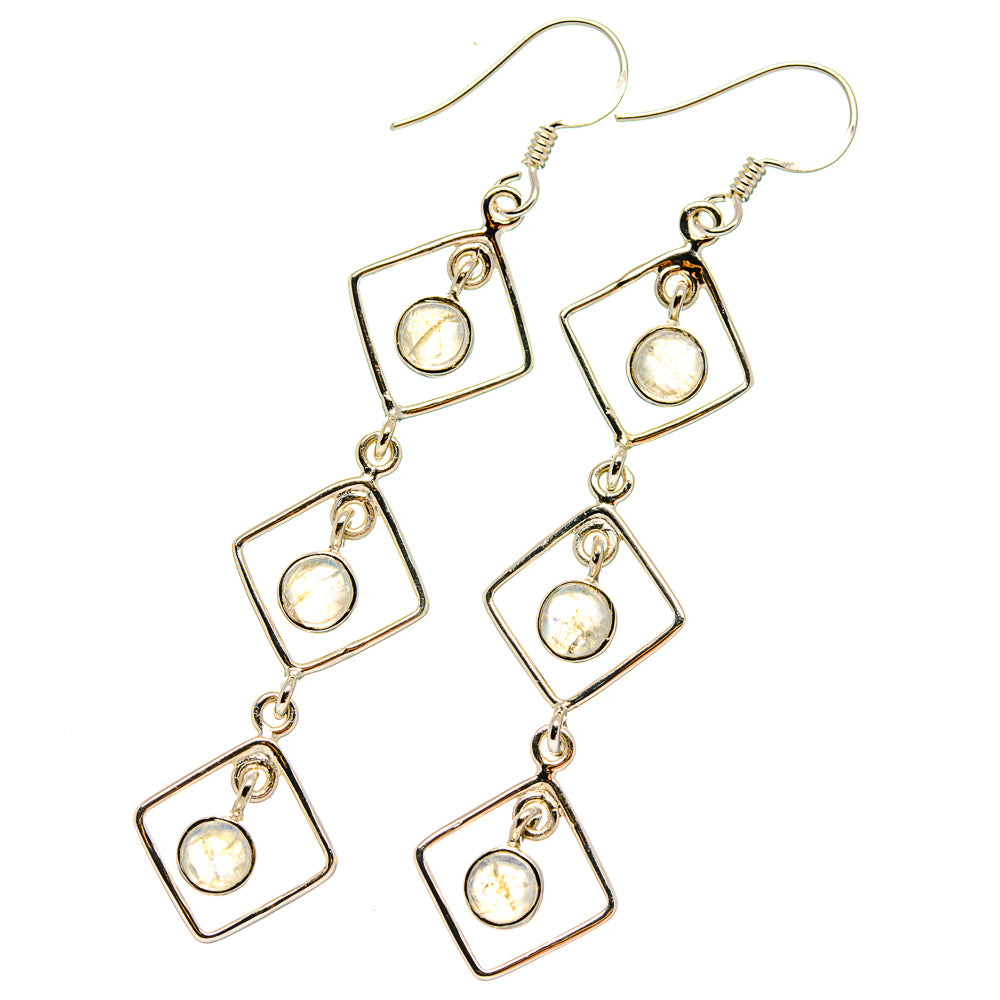 Rainbow Moonstone Earrings handcrafted by Anasilvercos - EARR425378 - Photo 2