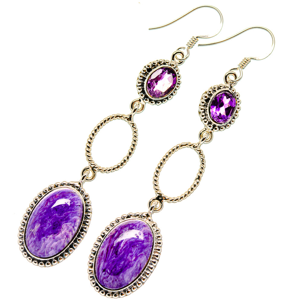 Charoite Earrings handcrafted by Anasilvercos - EARR425379 - Photo 2