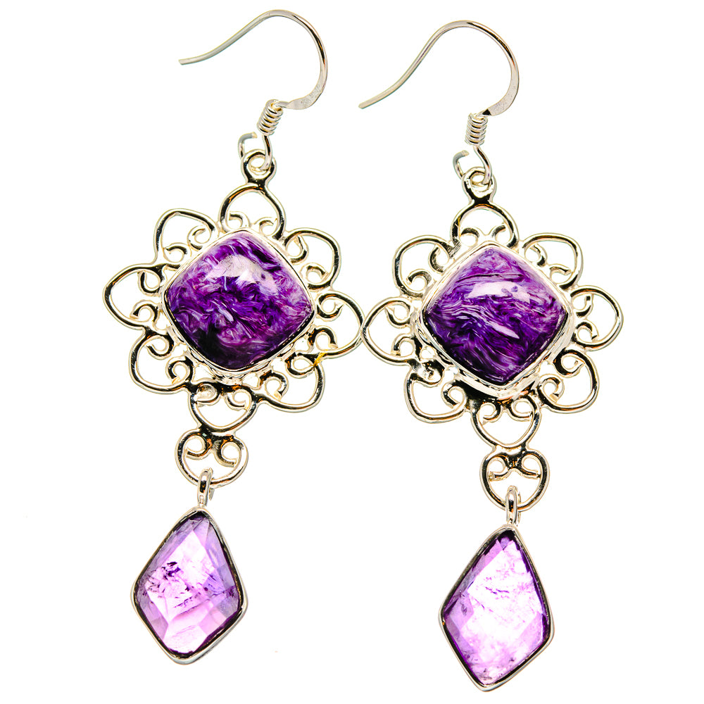 Charoite Earrings handcrafted by Anasilvercos - EARR425382 - Photo 2