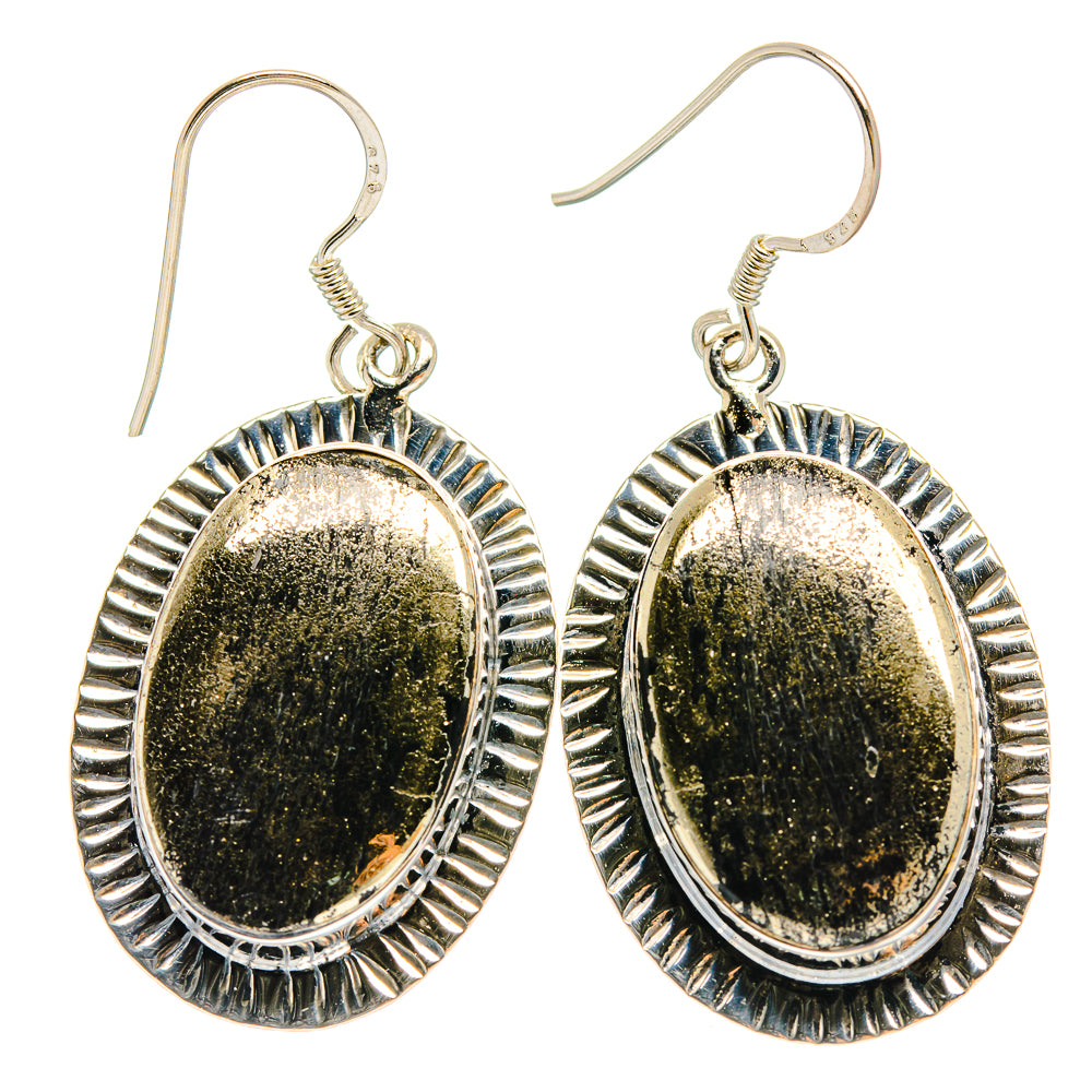 Pyrite Agate Earrings handcrafted by Anasilvercos - EARR425388 - Photo 2