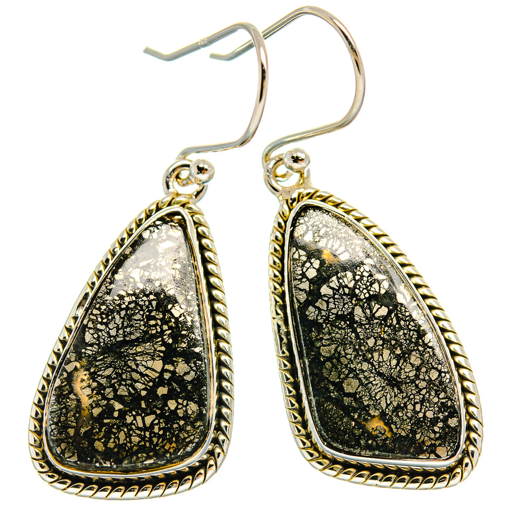 Pyrite Agate Earrings handcrafted by Anasilvercos - EARR425393 - Photo 2