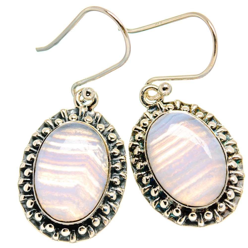 Blue Lace Agate Earrings handcrafted by Anasilvercos - EARR425421 - Photo 2