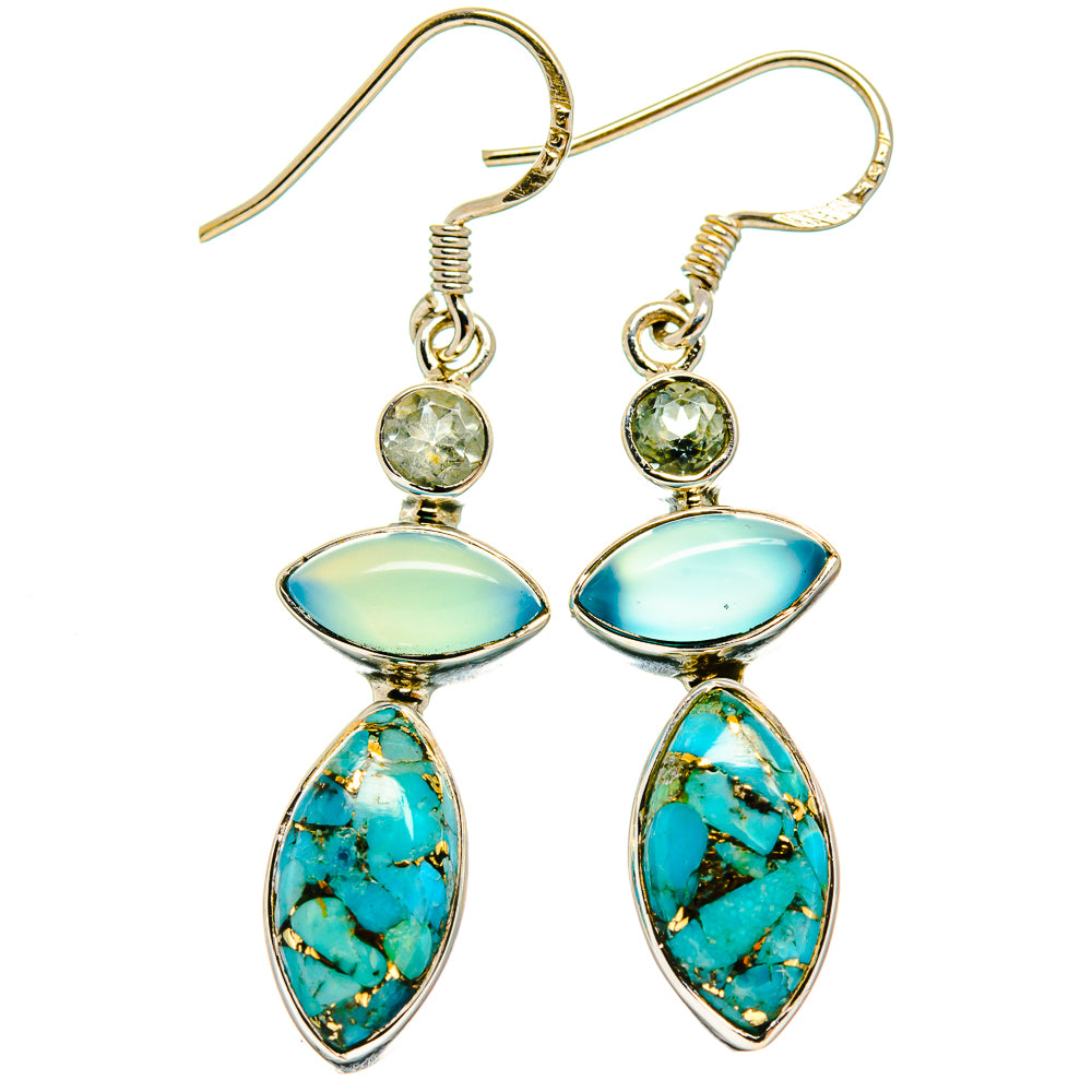 Blue Copper Composite Turquoise Earrings handcrafted by Anasilvercos - EARR425425 - Photo 2
