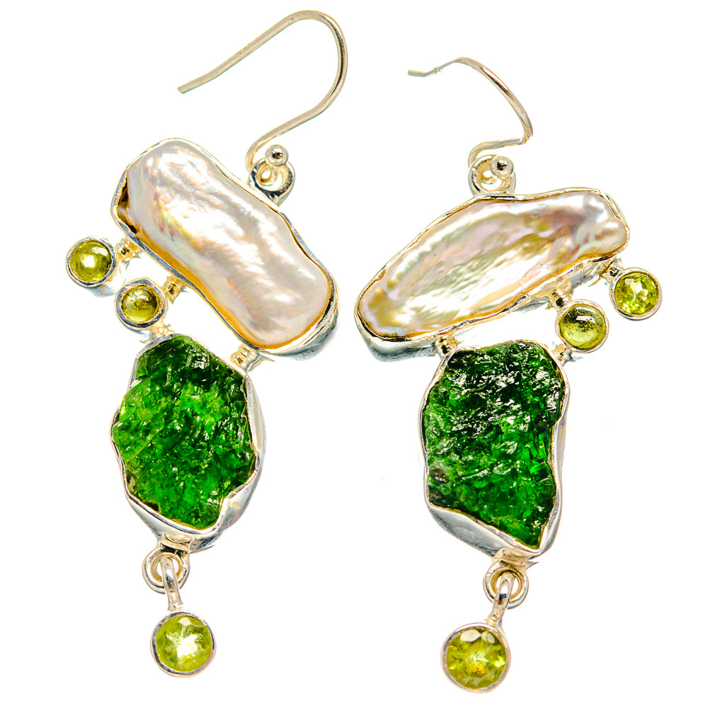 Chrome Diopside Earrings handcrafted by Anasilvercos - EARR425431 - Photo 2