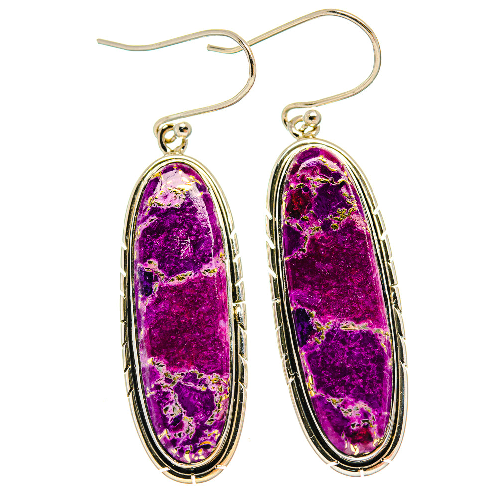 Purple Copper Composite Turquoise Earrings handcrafted by Anasilvercos - EARR425433 - Photo 2